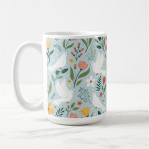 Peaceful Dove & Wildflower Botanical Seamless Patt