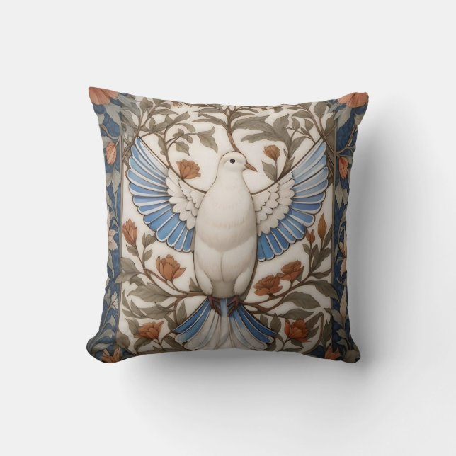 Peaceful Dove William Morris Inspired Floral Cushion (Front)