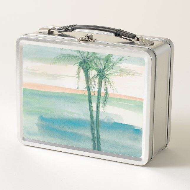 Peaceful Dusk Tropical Metal Lunch Box (Front)