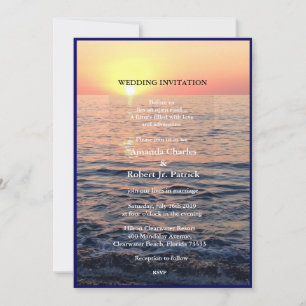 Peaceful Elegant Beach Sunset Wedding Invitation