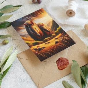 Peaceful Encounter: Two Aardvark in Idyllic Field Postcard