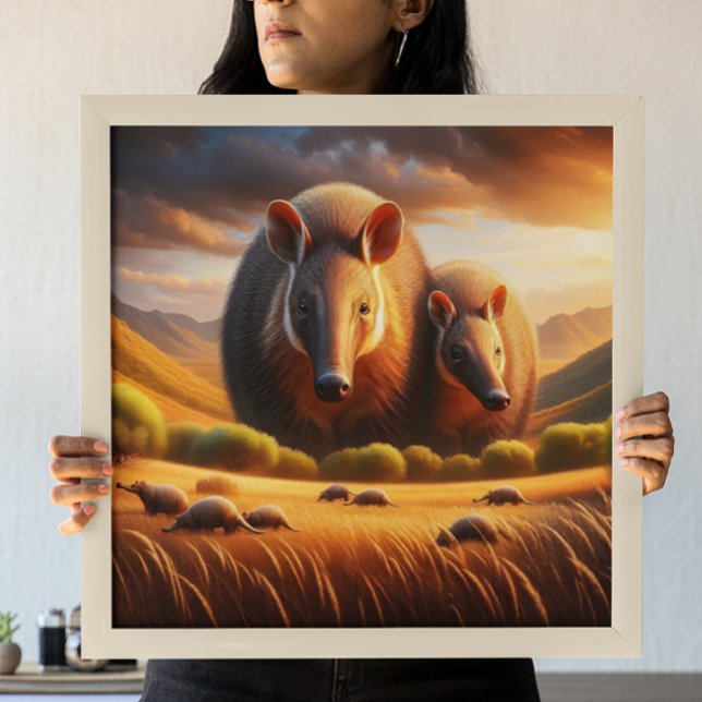Peaceful Encounter: Two Aardvark in Idyllic Field Poster (Creator Uploaded)