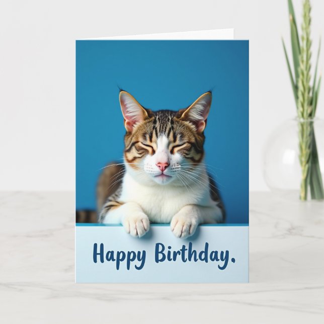 Peaceful Feline Birthday Card (Front)