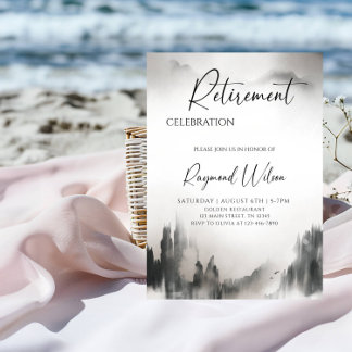 Peaceful Foggy Mountain Retirement Party Invitation