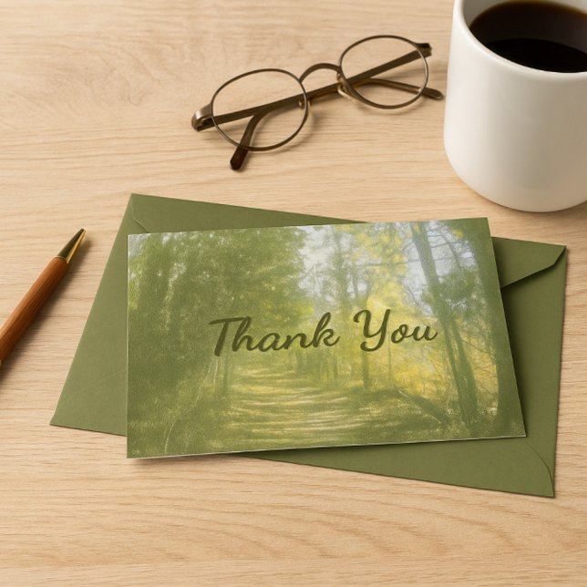 Peaceful Forest Path Thank You  Postcard (Creator Uploaded)