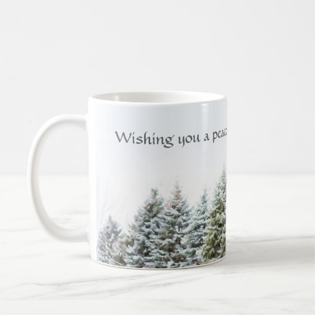 Peaceful Forest Winter Holiday Coffee Mug (Left)