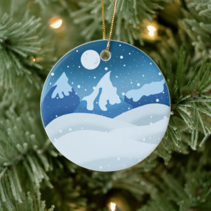 Peaceful Frosted Landscape Ceramic Ornament