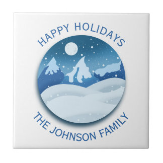 Peaceful Frosted Landscape Custom Ceramic Tile