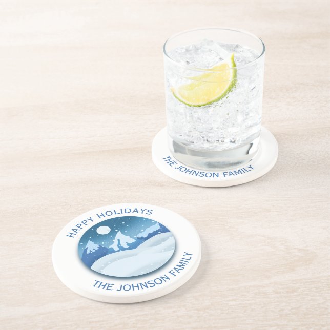 Peaceful Frosted Landscape Custom Coaster (Side)