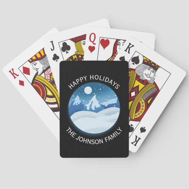 Peaceful Frosted Landscape Custom Playing Cards (Back)