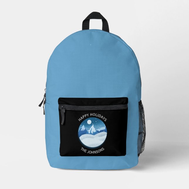 Peaceful Frosted Landscape Custom Printed Backpack (Front)