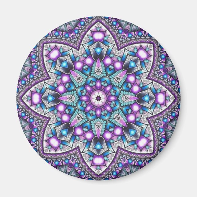 Peaceful Garden Kaleidoscope Mandala Magnet (Front)