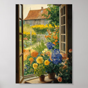 Peaceful Garden Oil Painting Digital Download Art Poster