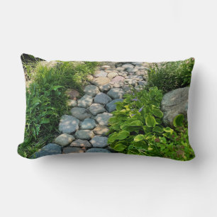peaceful garden view photo stone lite pathway lumbar cushion