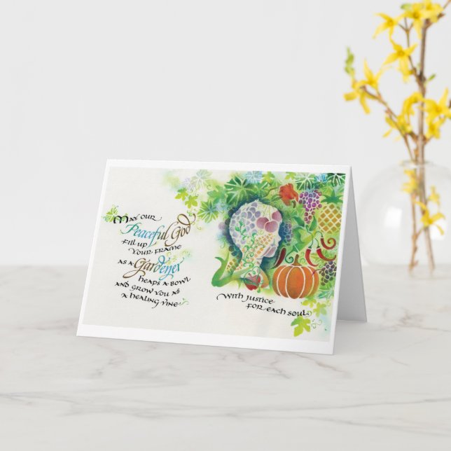 Peaceful God/Gardener, Folded Greeting Card, 5"x7" Card (Yellow Flower)