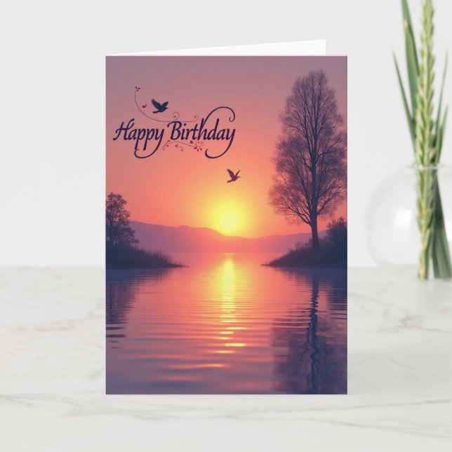 Peaceful Golden Sunset Card (Front)