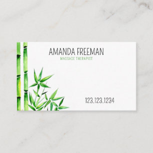 Peaceful Green Bamboo Massage Therapist Business Card