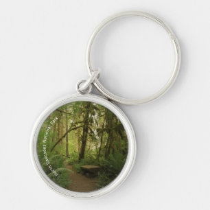 Peaceful Green Forest Trail in Washington Key Ring