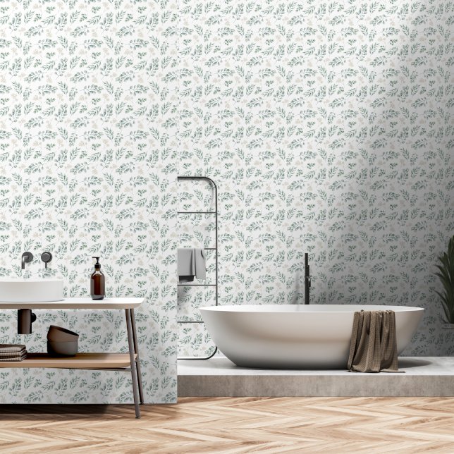 Peaceful Greenery Eucalyptus peel and stick Wallpaper (Bathroom)