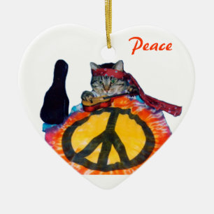 Peaceful Guitar Cat Ornament