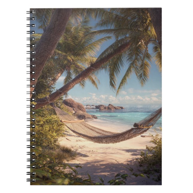 Peaceful Hammock Tropical Beach Escape Notebook (Front)