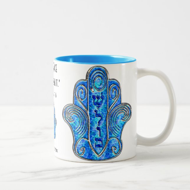 Peaceful Hamsa (Mug) Two-Tone Coffee Mug (Right)