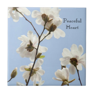 Peaceful Heart Tile art gifts Blue Sky Magnolias