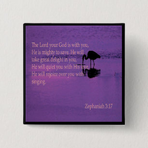 peaceful heron with Zephaniah 3:17 pin