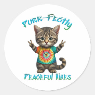 Peaceful Hippie Boho Kitten Vibes  Classic Round Sticker