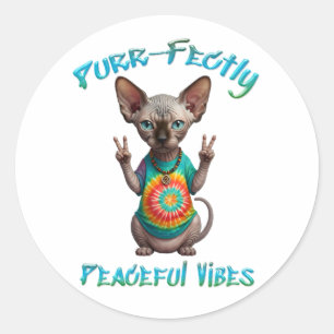 Peaceful Hippie Boho Kitten Vibes  Classic Round Sticker