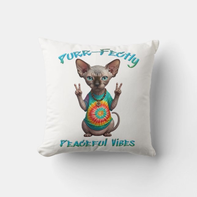 Peaceful Hippie Boho Kitten Vibes  Cushion (Front)