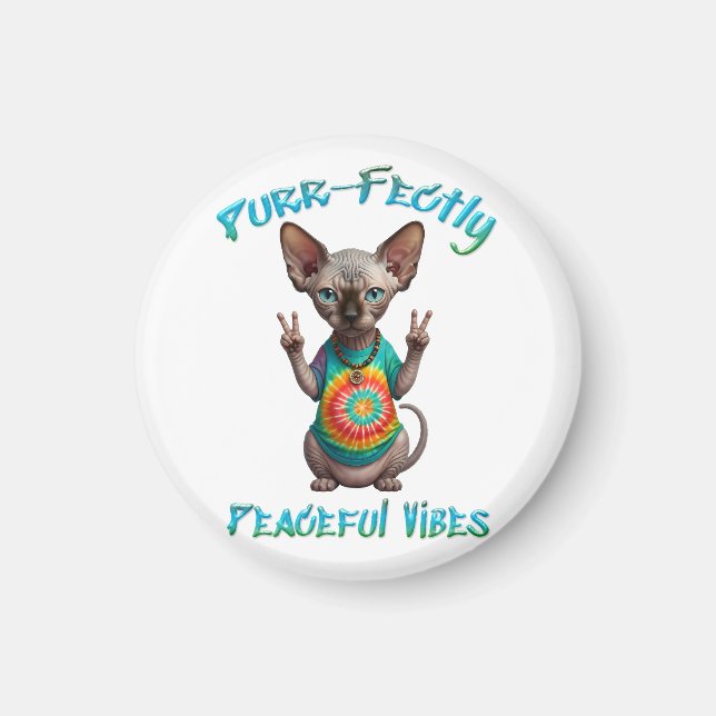 Peaceful Hippie Boho Kitten Vibes  Magnet (Front)