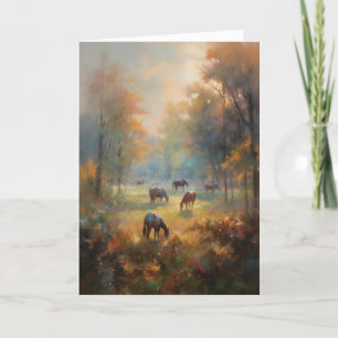 Peaceful Horses Landscape Painting Equine Sympathy Card