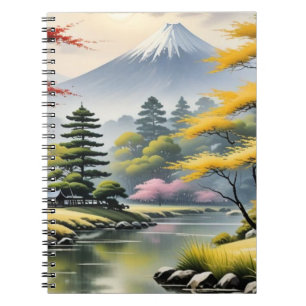 Peaceful Japanese Garden Landscape Notebook