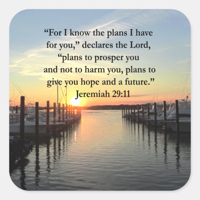 PEACEFUL JEREMIAH 29:11 SUNSET SQUARE STICKER (Front)