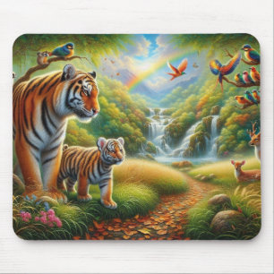 Peaceful Jungle Scene Painting Mouse Pad