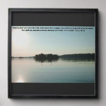 Peaceful Lake and Distant Trees with scripture