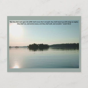 Peaceful Lake and Distant Trees with scripture Postcard