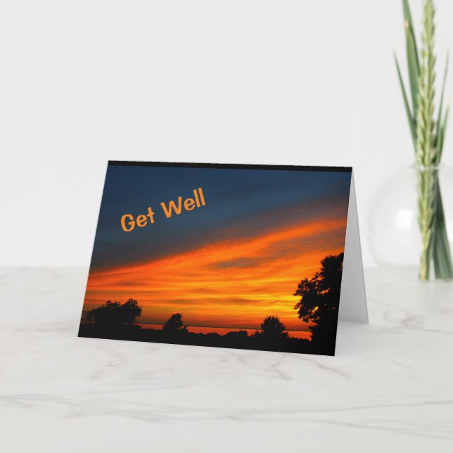 Peaceful Lake Sunset Get Well Card (Front)