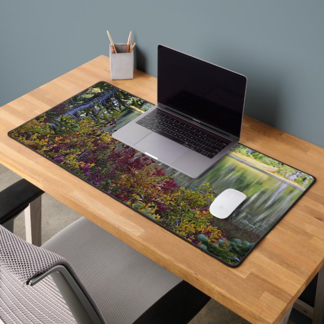 Peaceful Lake Vibrant Fall Colour Landscape Desk Mat (Office 2)