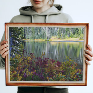 Peaceful Lake Vibrant Fall Colour Landscape Photo Print