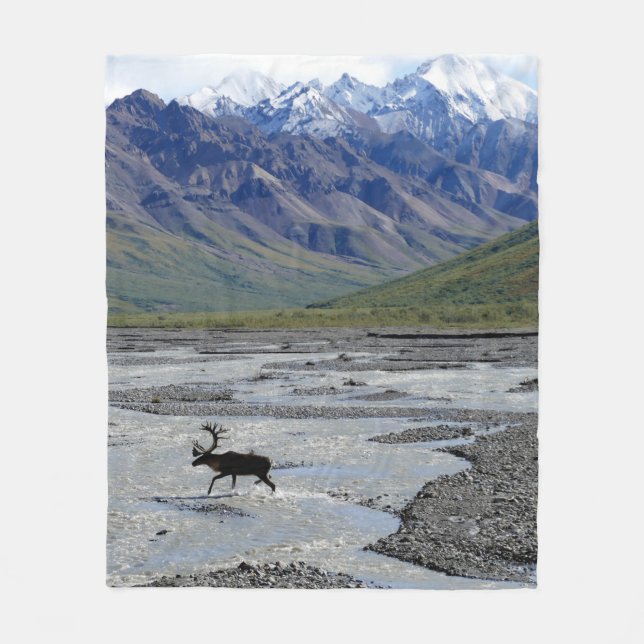 PEACEFUL LANDSCAPE WITH REINDEER FLEECE BLANKET (Front)
