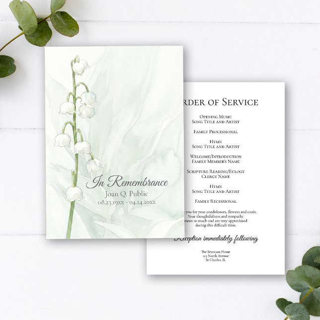 Peaceful Lily of Valley Funeral Memorial Service Program (Creator Uploaded)
