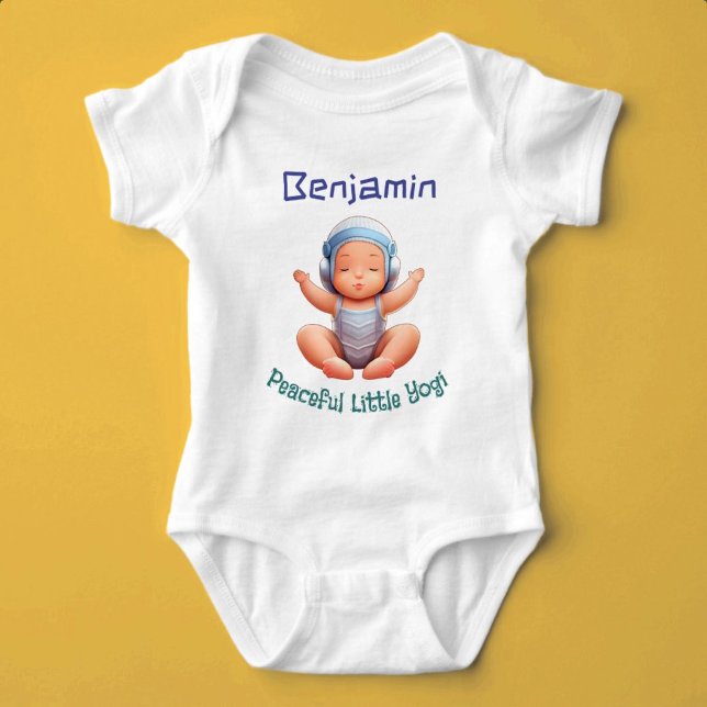 Peaceful Little Yogi Custom Name Baby Bodysuit (Peaceful Little Yogi)