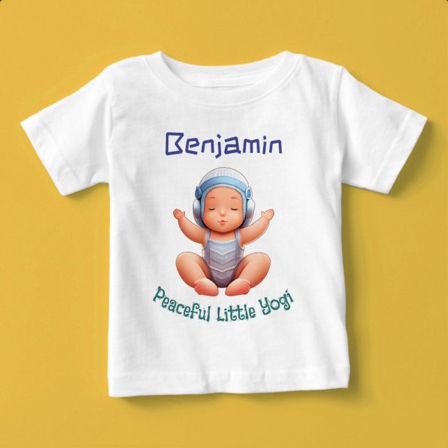 Peaceful Little Yogi Custom Name Baby T-Shirt (Peaceful Little Yogi)