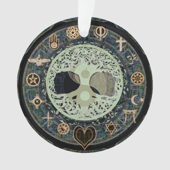 Peaceful Living Retro Yin Yang w/Tree of Life Ornament (Front)