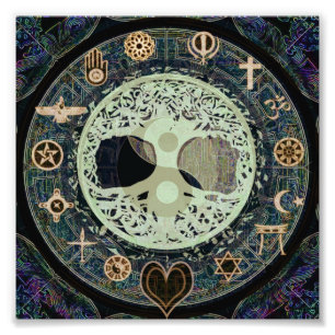 Peaceful Living Retro Yin Yang w/Tree of Life Photo Print