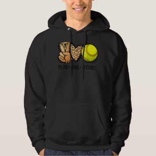 Peaceful Love Softball Mothers Mother's Day Softba Hoodie
