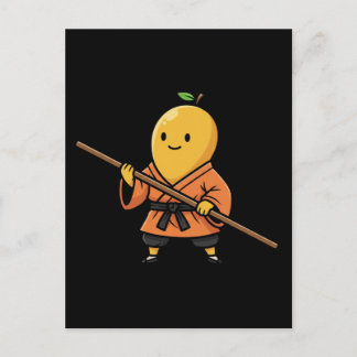 Peaceful Mango Shaolin Monk Warrior Staff Postcard