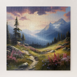 Peaceful Meadow in Mountains Jigsaw Puzzle